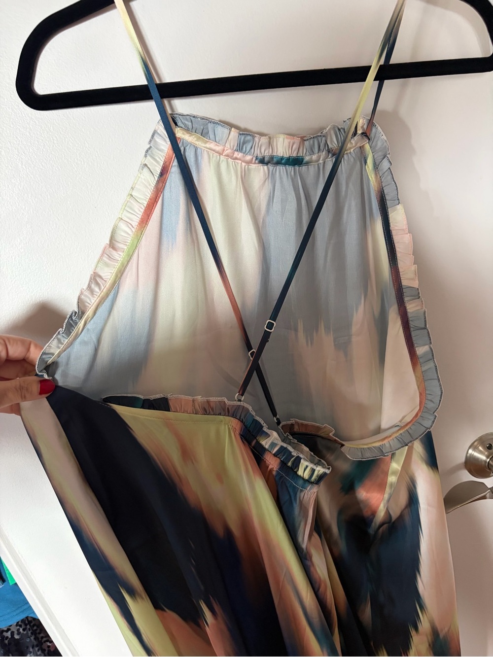 Anthropologie Maxi Halter Sundress in Teal Blue Tie-Dye - Picture 5 of 6